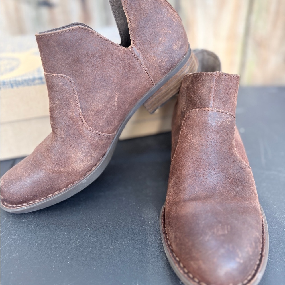 Born Brown Suede Ankle Boot — Classic Pull-On Style